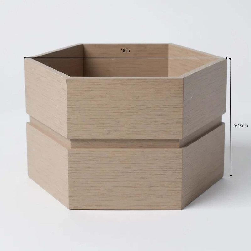 Hexagon Terrace Planter Box Tall, 9.50" H x 16" W x 14.88" D, Brown Gray