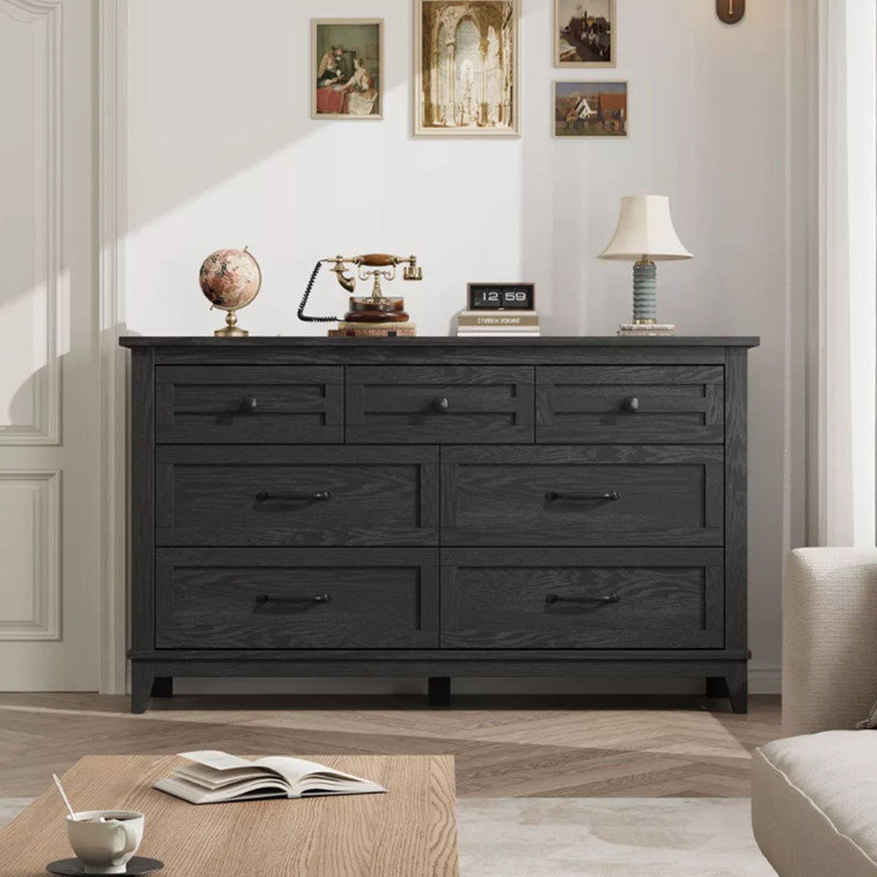 137cm W 7 - Drawer Chest of Drawers, Black