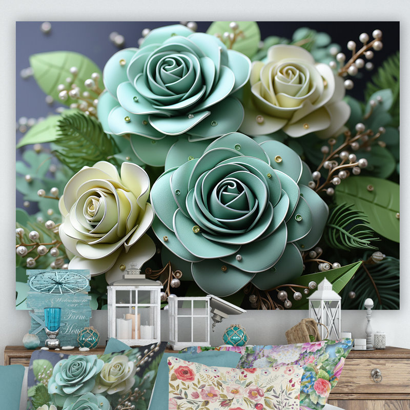 Méticuleusement rendu roses I, Toile tendue, H 30 po x l 40 po