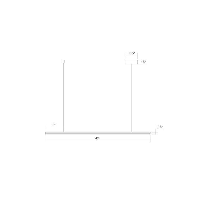 Fino 1 - Light LED Simple Pendant, Silver, 3500, 0.75" H x 48" W x 0.75" D