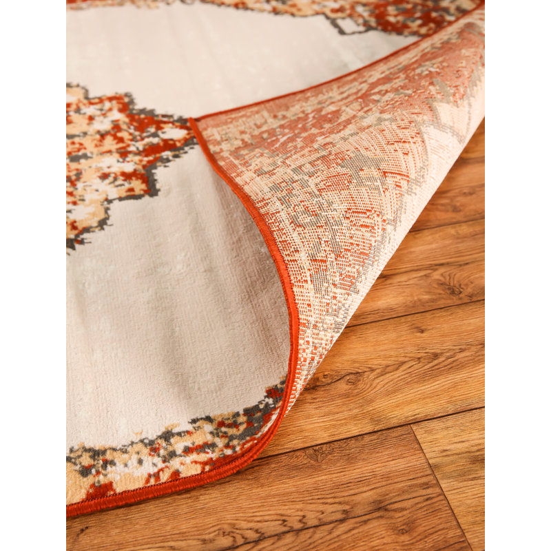 Tapis oriental beige / orange, Rectangle 3 pi 6 po x 5 pi 6 po