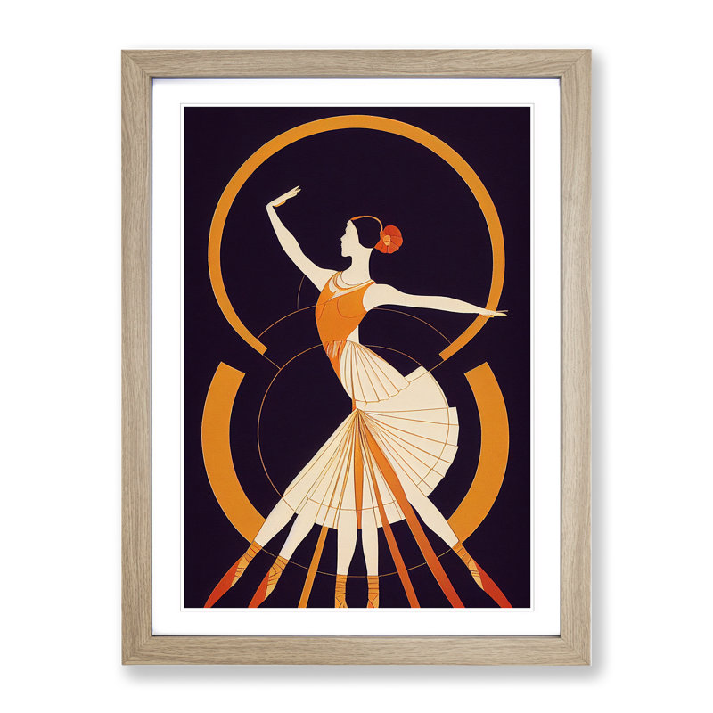 Ballerina - Single Picture Frame Print, 64cm H x 46cm W x 2cm D, Oak Framed