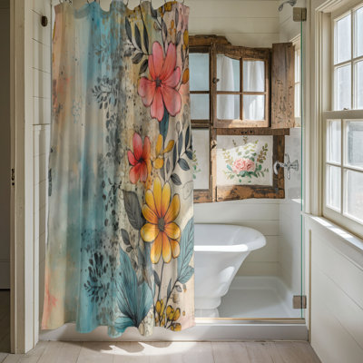 Rideau de douche Worn Flowers - Premium