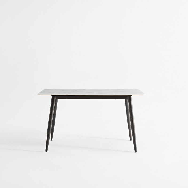 Large Rectangular Table With Strong Metal Base Modern Stone Dining Table For Kitchen, 29.35"H x 55.2"L x 31.51"W 