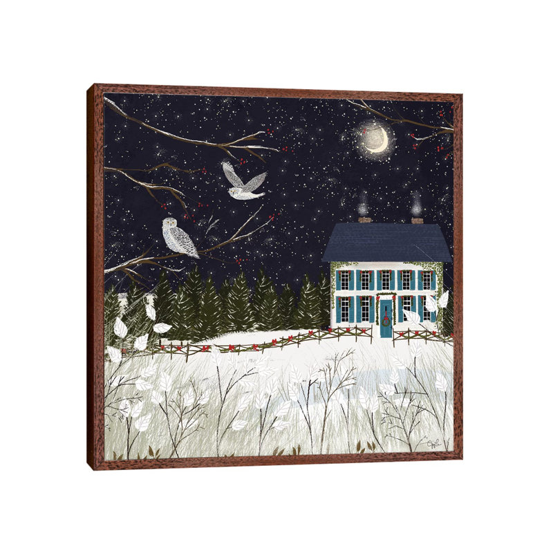Christmas Colonial by Joy Laforme - Painting on Canvas, 66.04cm H x 66.04cm W x 3.81cm D, Brown Framed