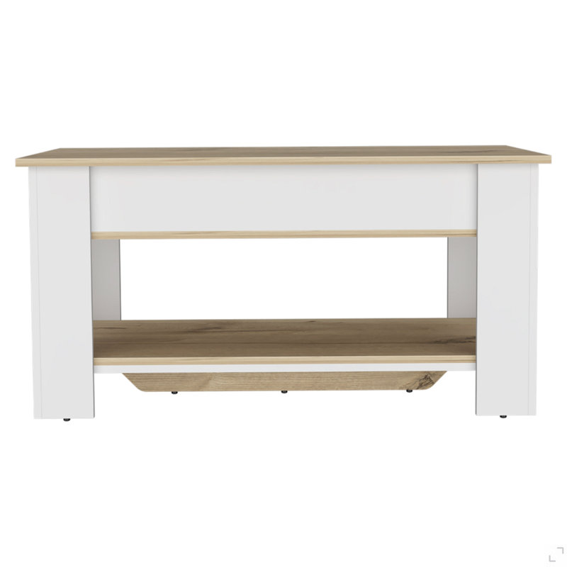Storage Table, One Extendable Table Shelf, Four Legs, Lower Shelf, White