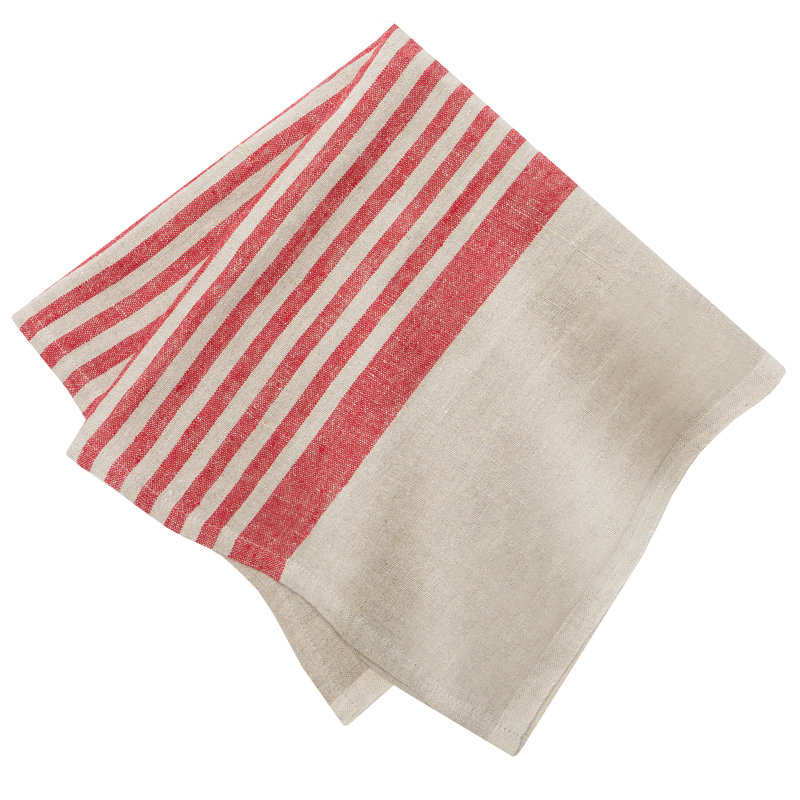 Brittany Square Napkin, Natural/Red