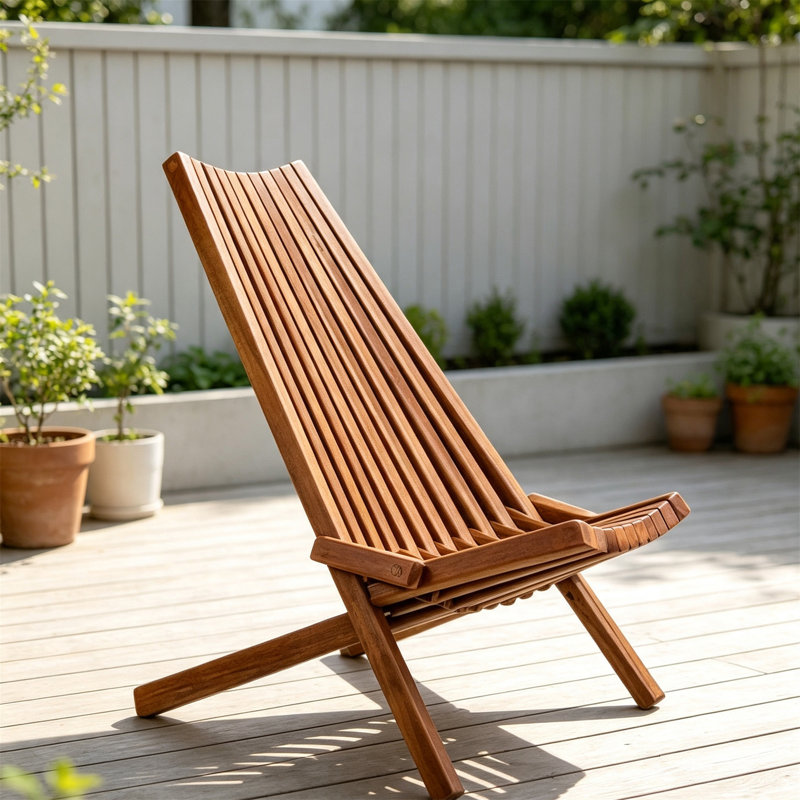 Chaise d'extérieur pliante en bois d'acacia