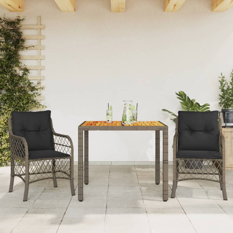 Ensemble bistro avec coussins en polyester Red Barrel Studio®, 4, Crème / noir, H 29,5 po x l 59,1 po x P 35,4 po