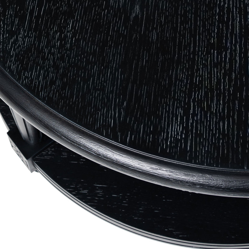 Maven Lane Pullman Traditional Round Wooden Coffee Table In Antiqued Black Finish, Antiqued Black