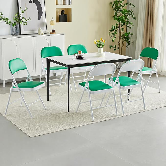 Texian Metal Office Folding Chairs Folding Chair (Set of 6), Green