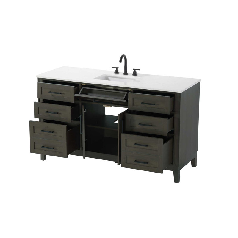 Meuble-lavabo simple 60 po brun moka, 60", Brun moka