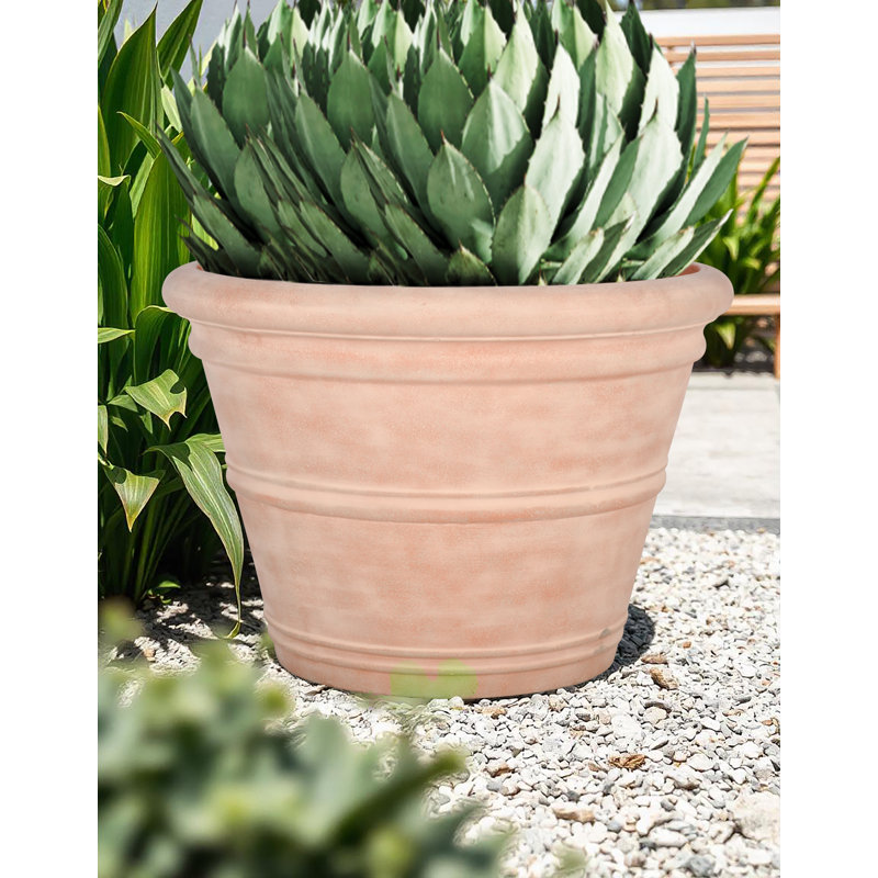 Pot de fleurs en béton à bord roulé, grand format - Intérieur/Extérieur, 24,0 po x 17,0 po