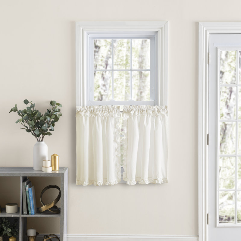 Natural Sheer Cotton Blend Rod Pocket Cafe Curtain