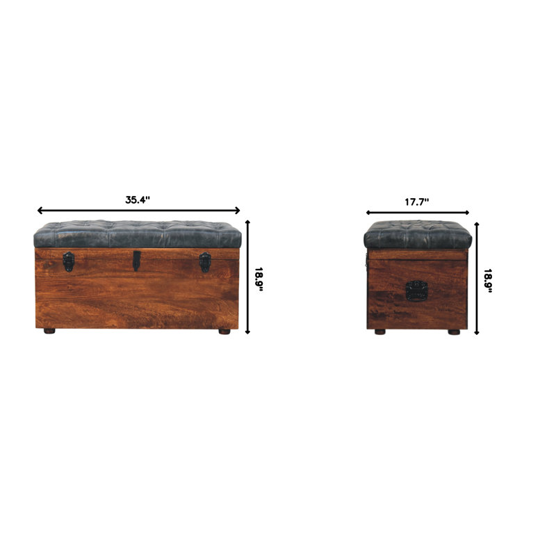 Coffre de rangement en cuir noir
