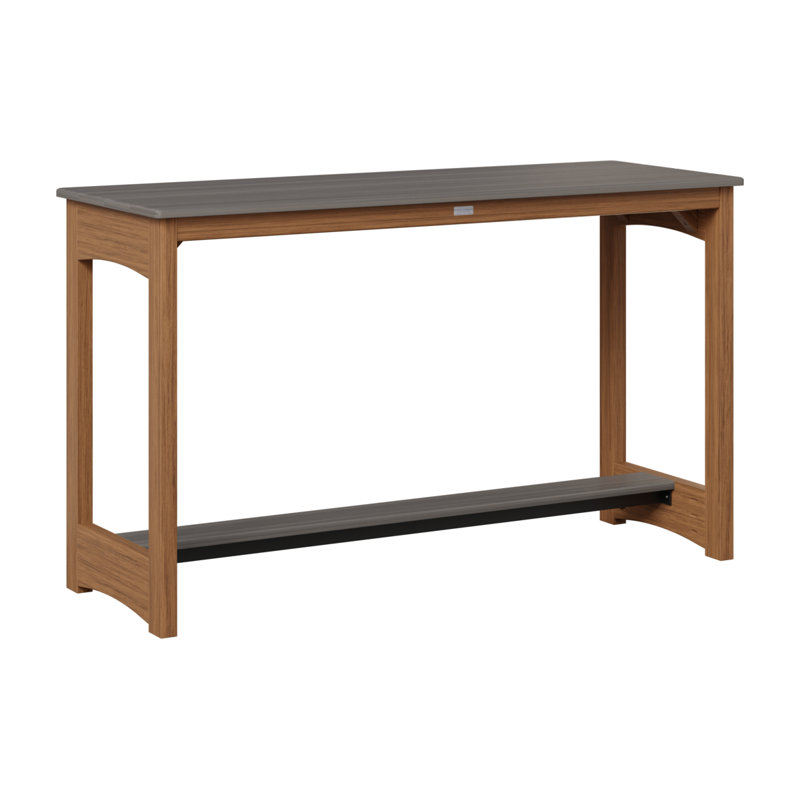 Balcony Outdoor Bar Table, Antique Mahogany, Coastal Gray, 35.5" H x 60" W x 22" D