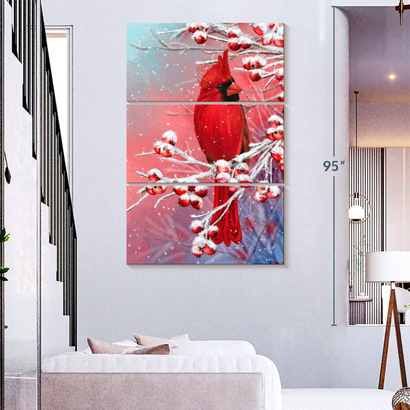 Brampt Winter Red Cardinal, 74" H x 48" W