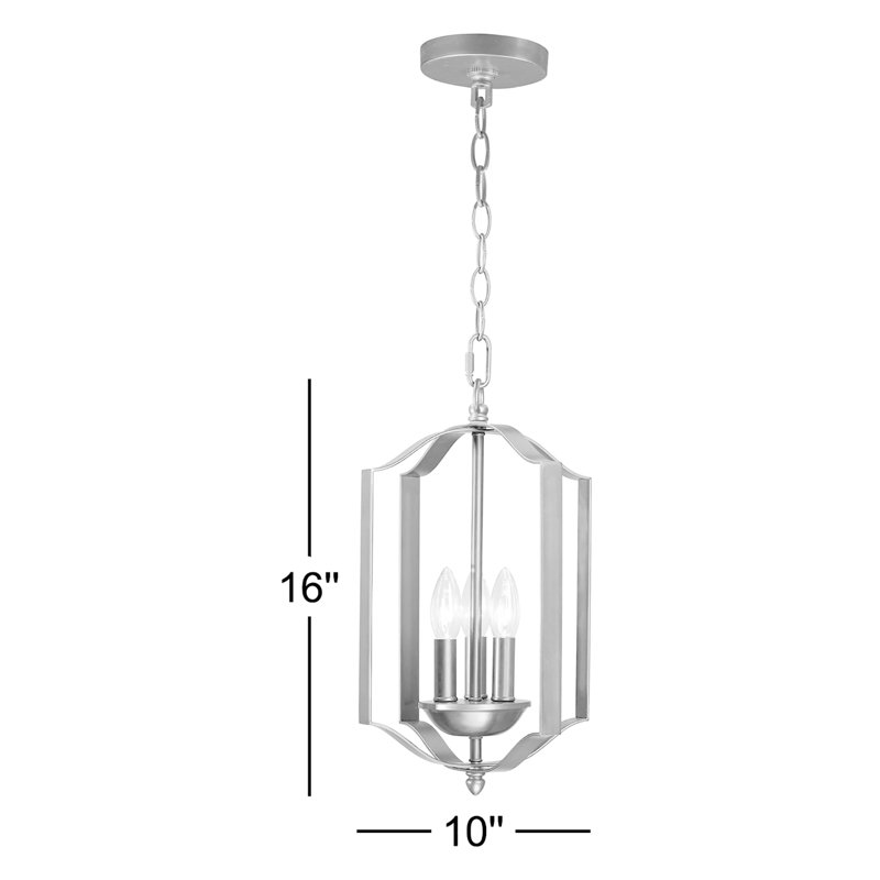 Lustre géométrique simple à 3 lumières Albano, Nickel satiné