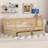 Wood Daybed with Fence Guardrails and 2 Drawers, Split into Independent Floor Bed & Daybed-1242180590-1242180584