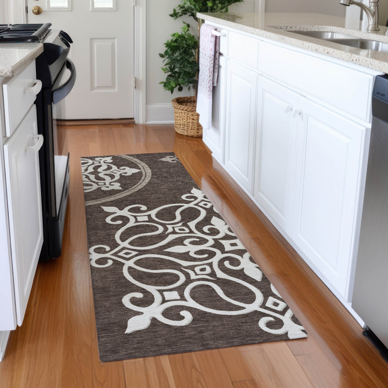 Premium Machine Washable Prisco Chocolate Rug, Runner 2'3" x 7'6"