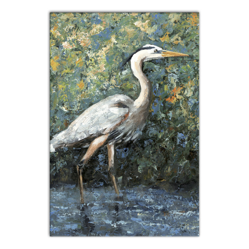 « héron », impression sur toile tendue, H 18 po x l 12 po, Toile tendue