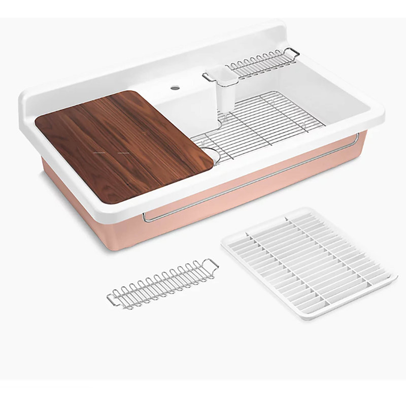 Farmstead 45 In. Top-/Wall-Mount Single-Bowl Workstation Farmhouse Kitchen Sink, Peach Blow
