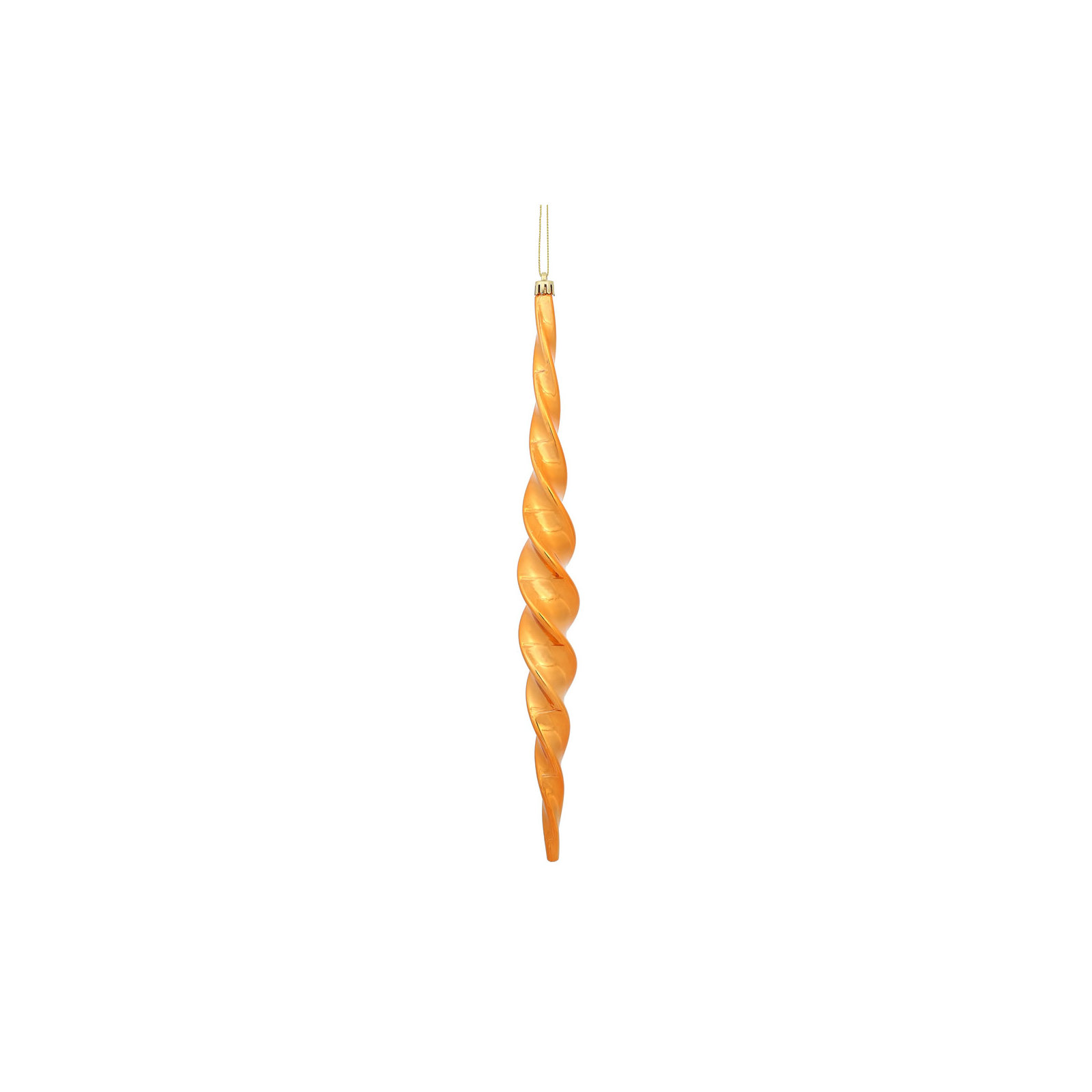 Shiny Spiral Icicle Christmas Ornament, Burnished Orange