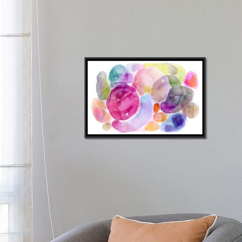 « color puddles », reproduction de peinture à l’aquarelle sur toile tendue, H 18 po x l 26 po x P 1,5 po, Pas de tapis