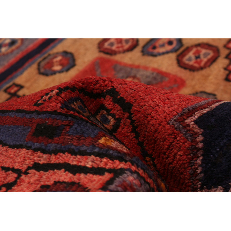 Tapis rouge en laine noué à la main 3 pi 5 po x 9 pi 1 po Anadol