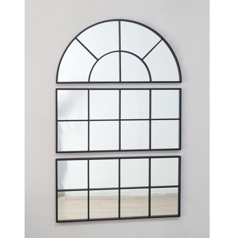 Grand miroir mural arqué avec trois sections séparées