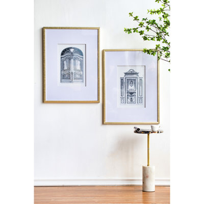 24 "x 32" crayons muraux architecturaux, illustrations de portes ornées, paire d'embellissement en plastique argenté, croquis, objet de mise en valeur