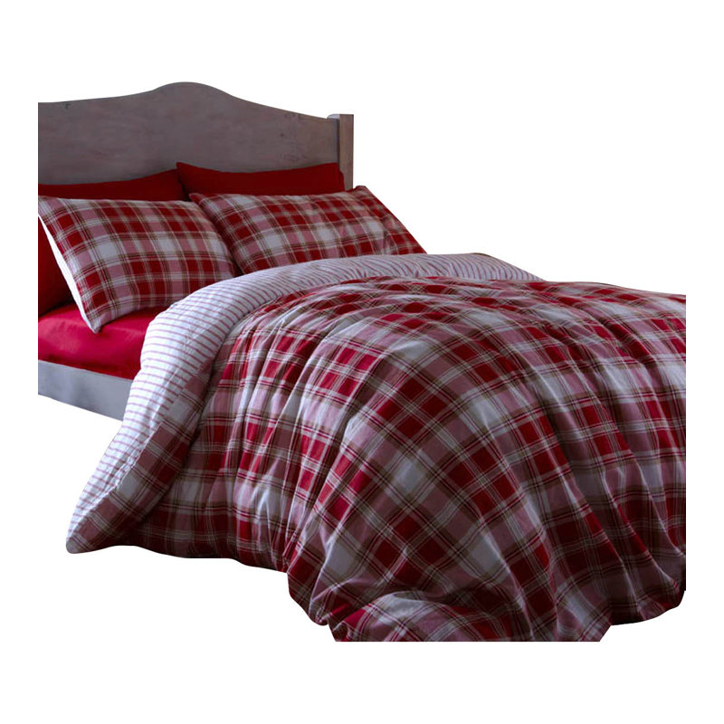 Tartan Duvet Set, Single, Red
