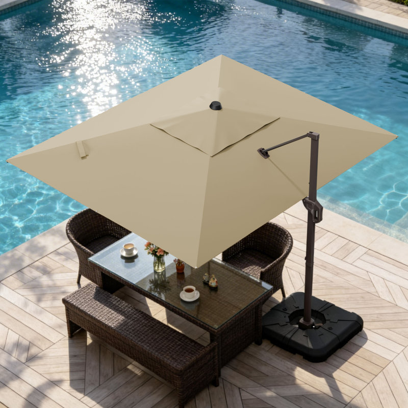 Parasol d'extérieur en porte-à-faux 9 'X 12' avec manivelle, L 144 po x P 108 po, Beige