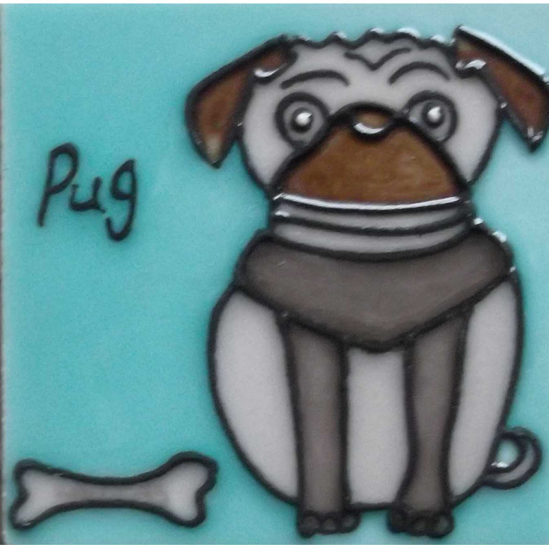 Pug Dog Ceramic Art Tile Magnet