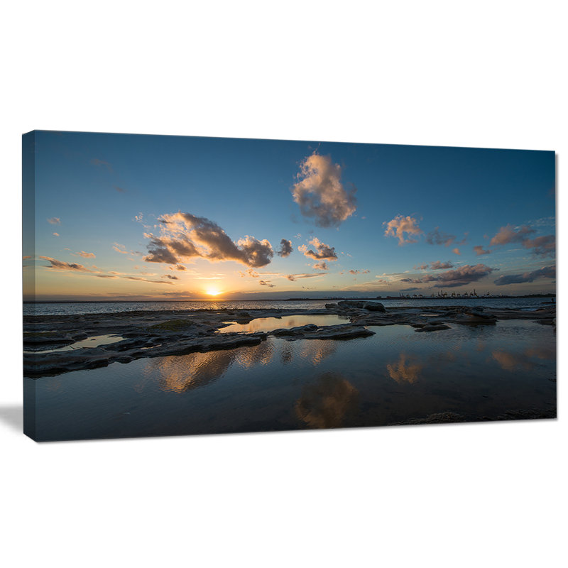 Coucher de soleil à la plage de La Perhouse, reproduction de photo sur toile tendue, H 16 po x l 32 po x P 1 po