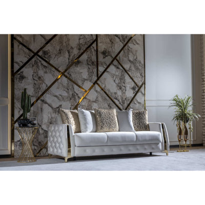 Canapé-lit de style moderne en bois blanc cassé Lust