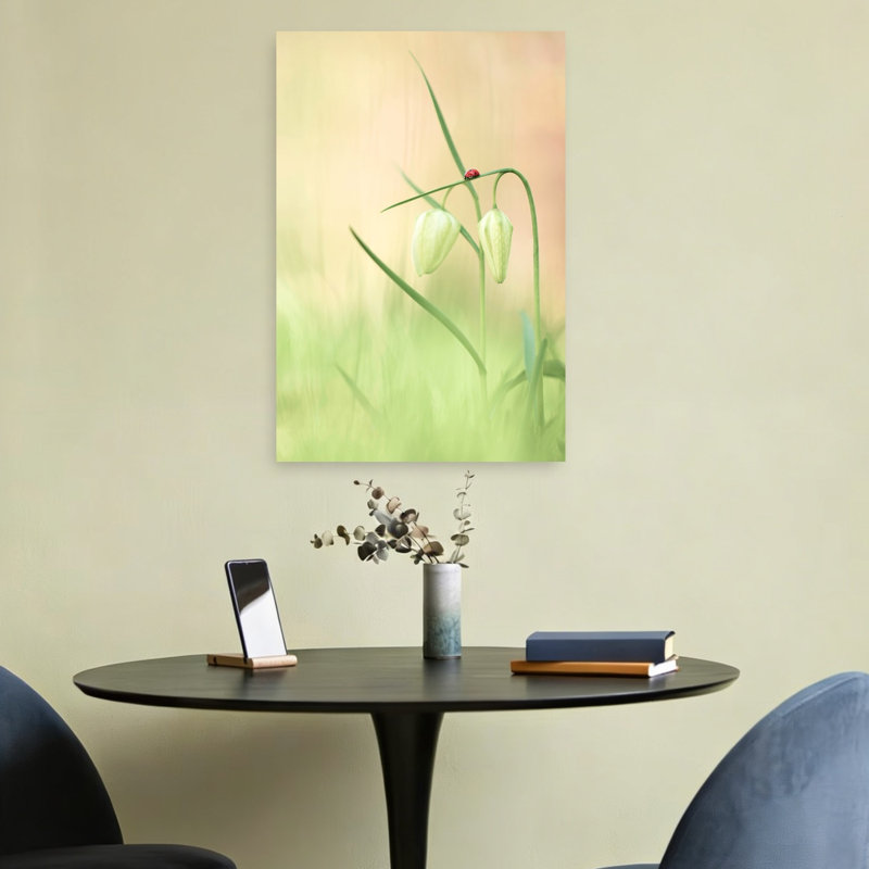 Serene Ladybug Blooms Delicate Peaceful Serene Ladybug Flower Nature Wall Art Print 1 Piece Wrapped Canvas Wall Art