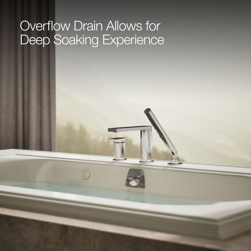 Memoirs 72" x 42" Drop In Whirlpool Acrylic Bathtub with Heater, Biscuit