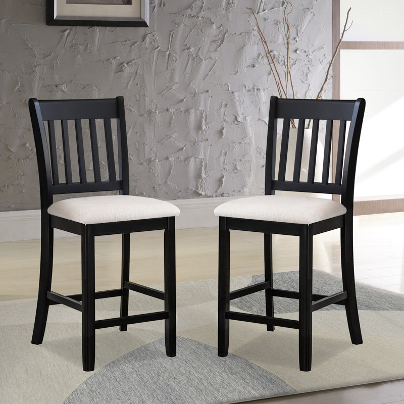 Ensemble de 2 chaises de comptoir en bois d'hévéa