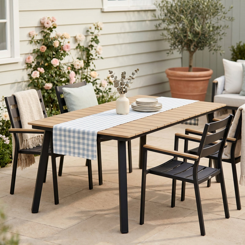 Outdoor Dining Table Collection with Umbrella Hole, All-Weather Foldable & Square Options, 70", Yellow