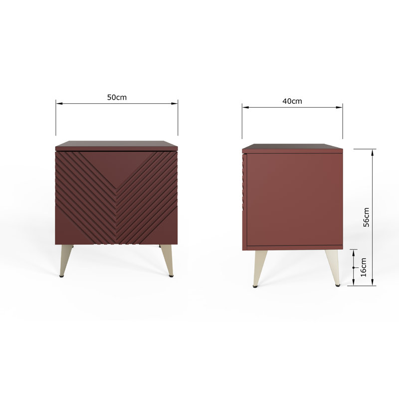 AVA Side Table with Storage , Red