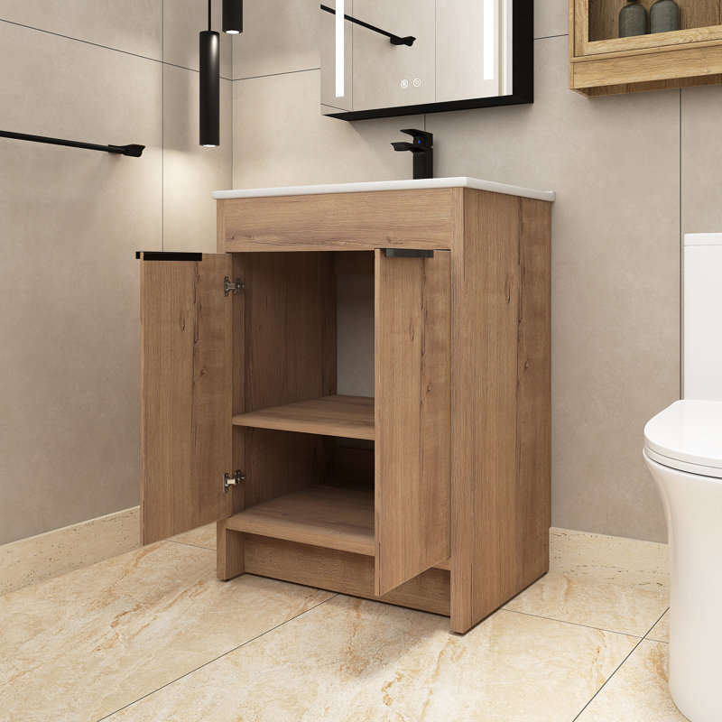 Marialana 24'' Single Bathroom Vanity with Ceramic Top, White