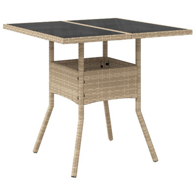 vidaXL Garden Table Poly Rattan, tempered glass, powder-coated steel by VidaXL