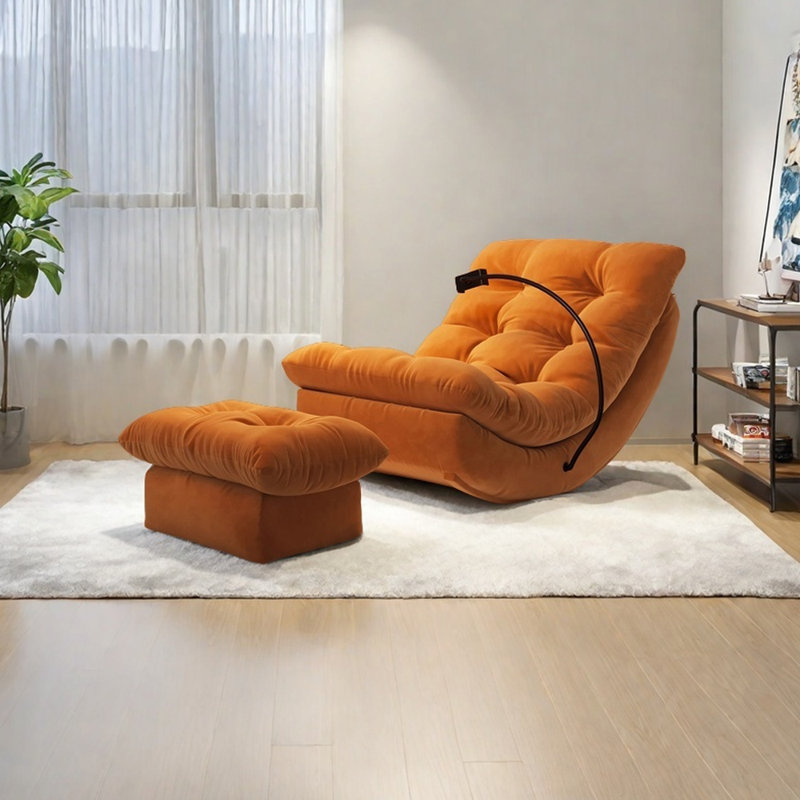 Chaise berçante ergonomique en suède, Orange