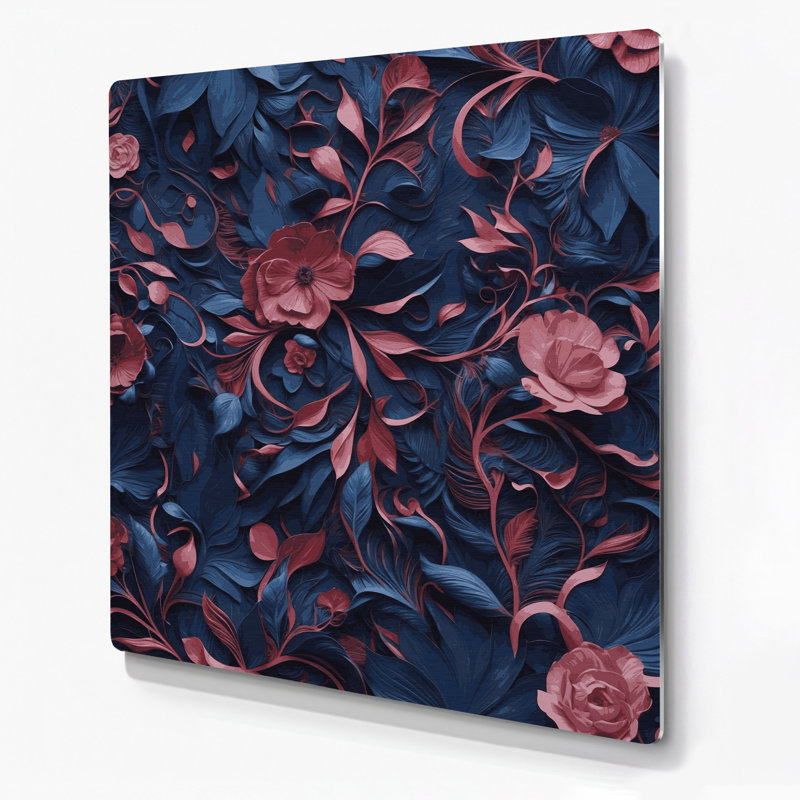 Abstrait floral 23, art mural gris en métal, H 12 po x l 12 po