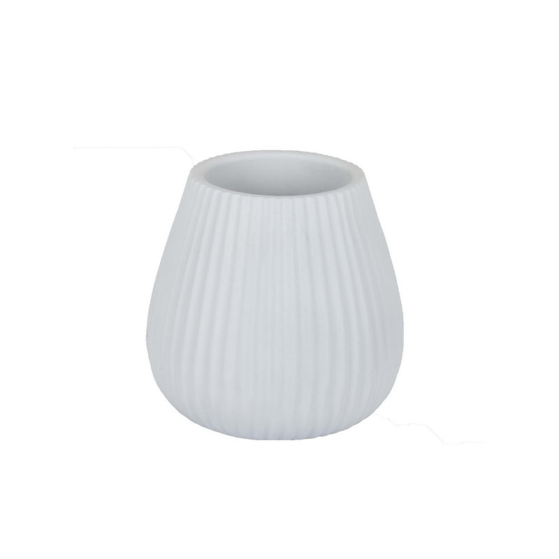 Vase Azra Ã  texture nervurÃ©e et large ouverture, 20 cm, en rÃ©sine dorÃ©e, Blanc / Blanc