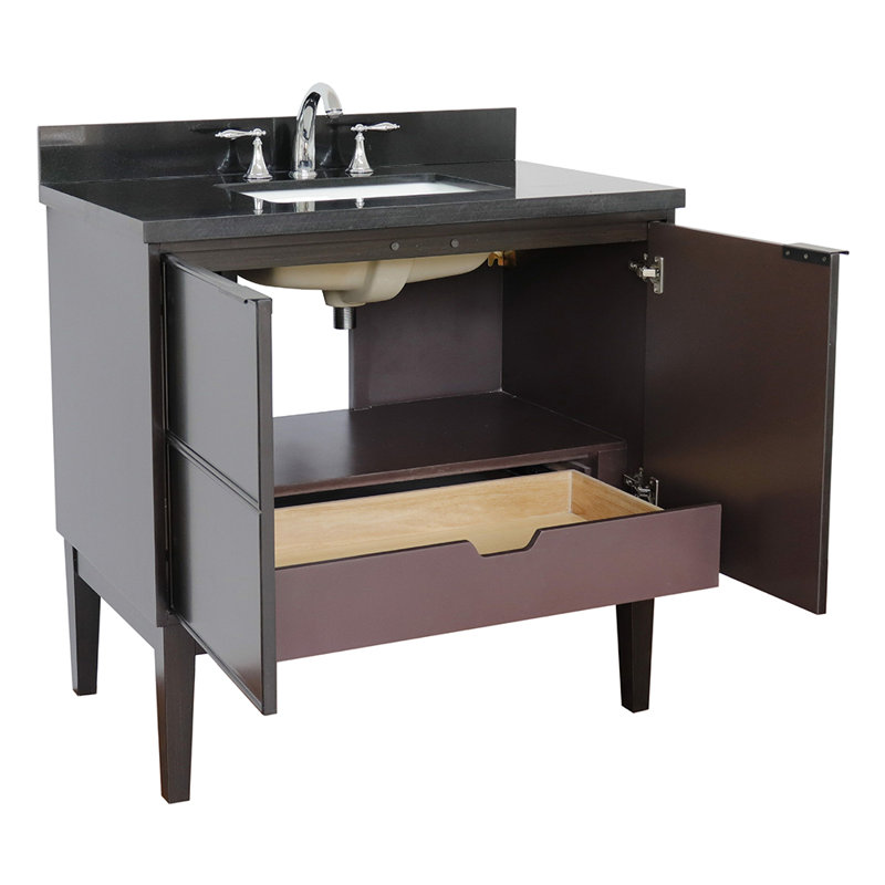 Elysian 37'' Single Bathroom Vanity with Granite Top, Espresso