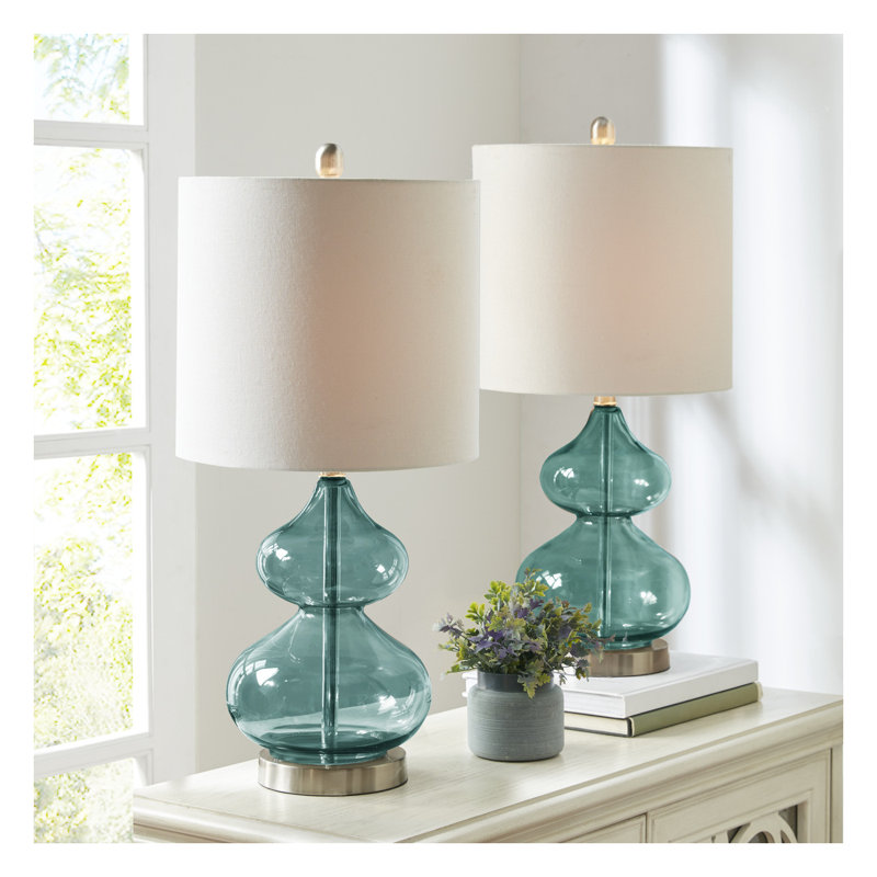Ensemble de 2 lampes de table Ellipse, Bleu / Argent