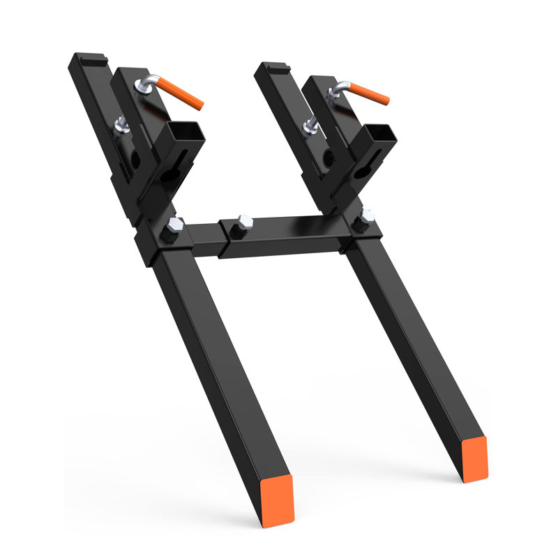 43" Heavy Duty Clamp-On Pallet Forks With Adjustable Stabilizer Bar