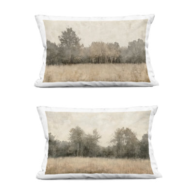 Woodland Watercolor Field 2 Piece Decorative Printed Throw Pillow Set design by Mona Grace